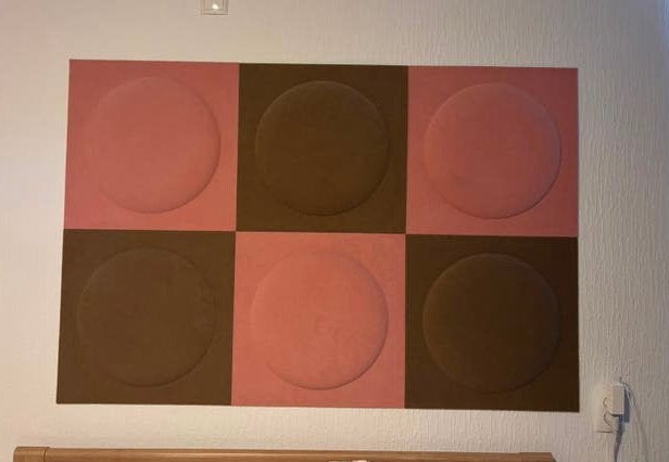 6 stoffen wandpanelen - Roze en Bruin, Ophalen, Gebruikt, Textiel, Wandbord of Wandpaneel