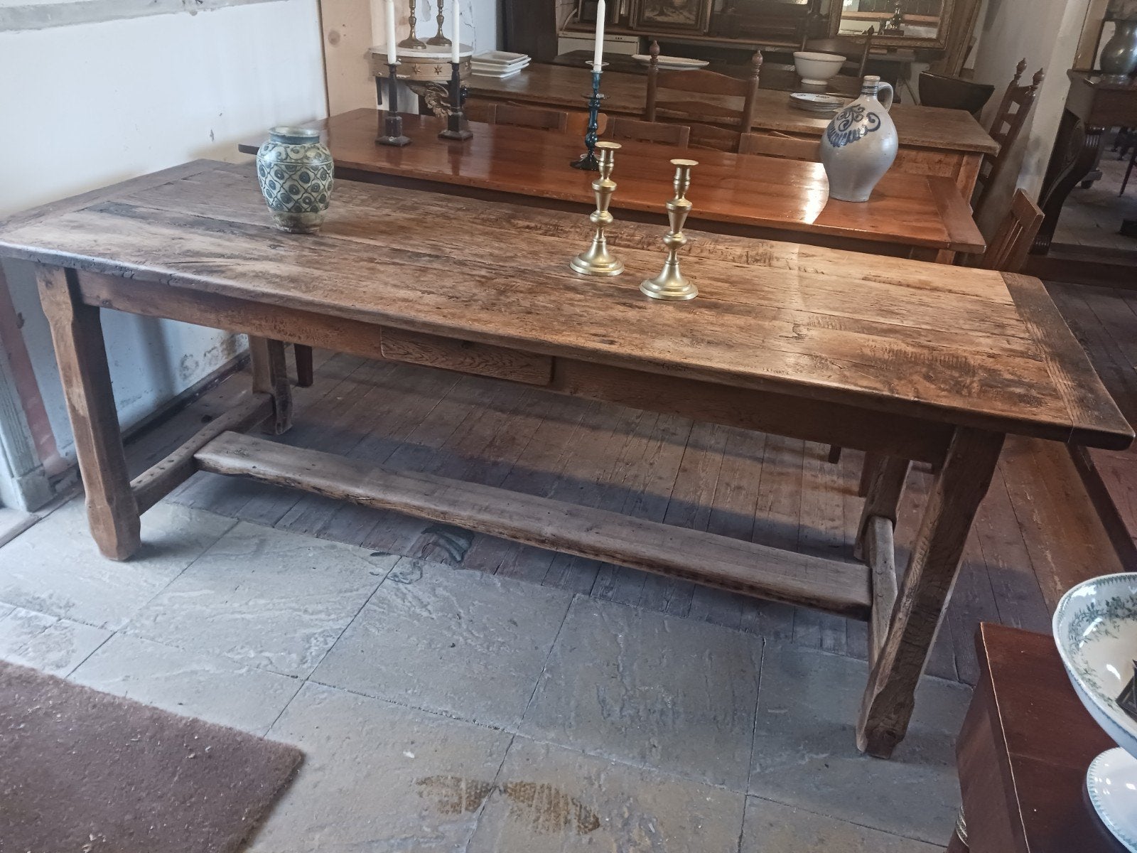 Eikenhouten Franse tafel van 215 cm., Ophalen of Verzenden