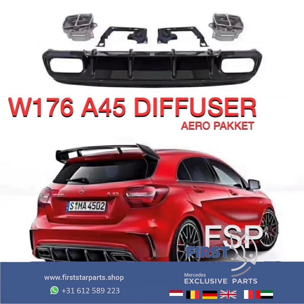 W176 FACELIFT A45 AMG DIFFUSER + UITLAAT SIERSTUKKEN AERO PA, -, -, -