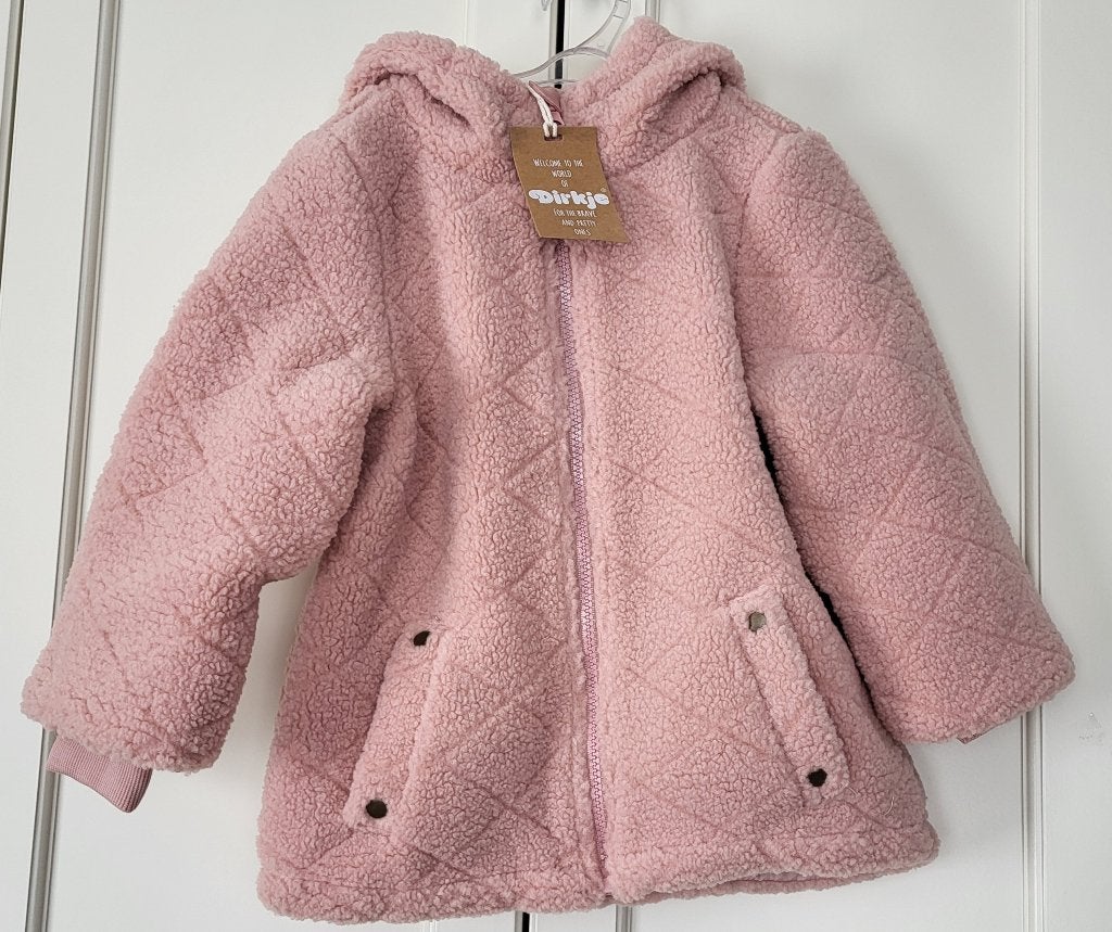 Nieuw! Dirkje winterjas, teddy, roze, geruit, maat 98, Kinderen en Baby's, Kinderkleding | Maat 98, Meisje, Dirkje, Nieuw, Ophalen of Verzenden