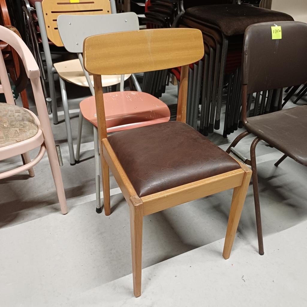 1 x vintage stoel, Ophalen, Gebruikt, Bruin, Vijf, Zes of meer stoelen