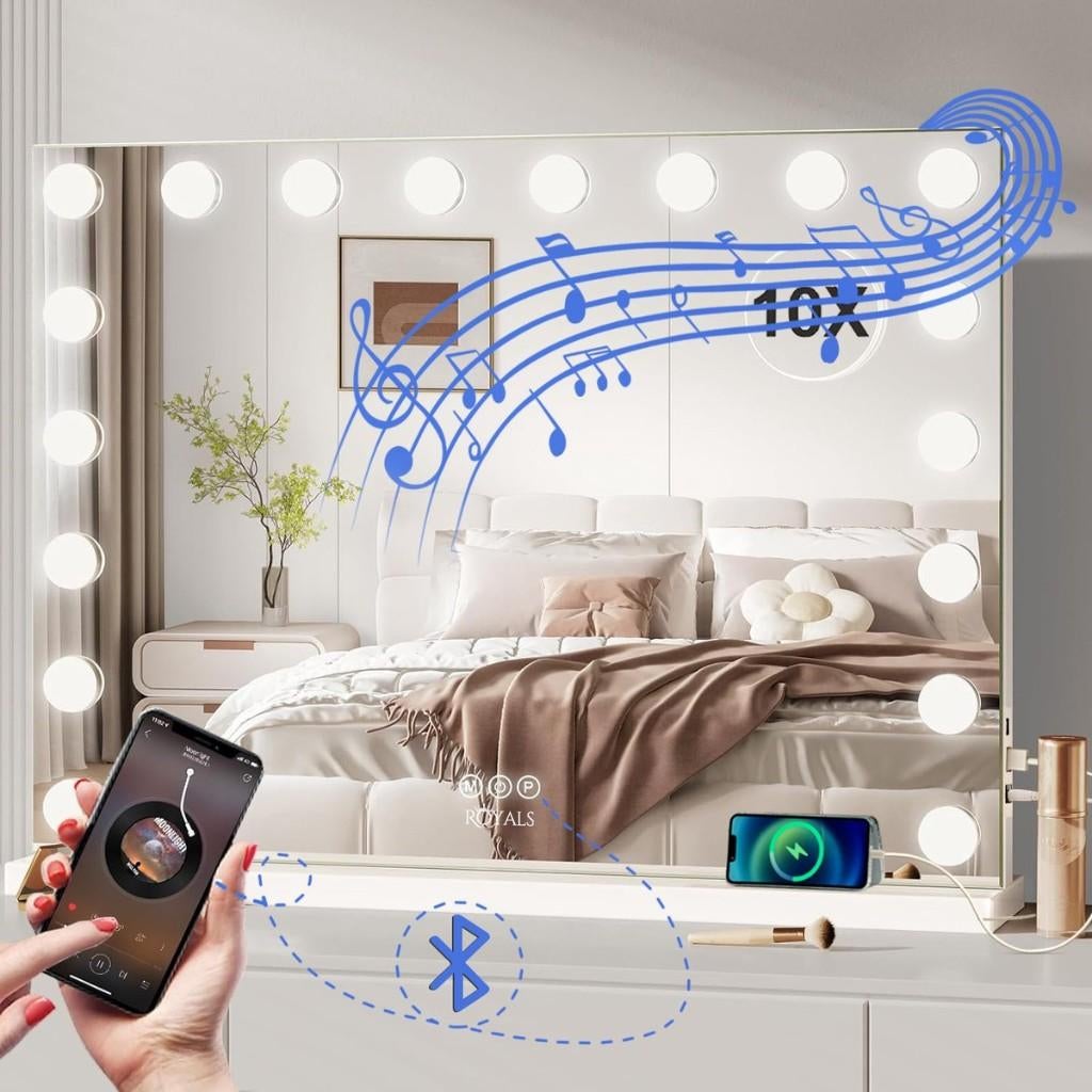 Royals Hollywood Spiegel - make-up spiegel 80x60CM Bluetooth, Huis en Inrichting, Woonaccessoires | Spiegels, Minder dan 50 cm