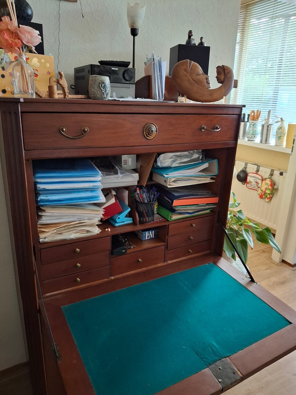 Antiek secretaire bureau met opbergruimte, Ophalen of Verzenden