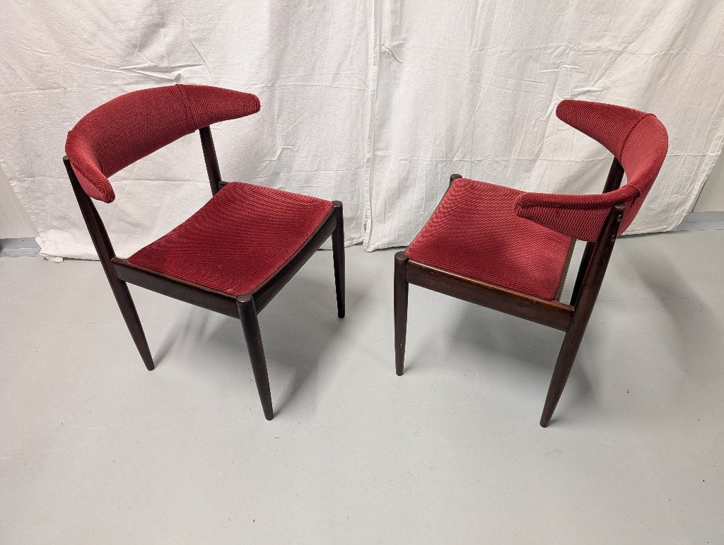 6 A.W.A midcentury Dutch design koehoorn palissander stoelen, Ophalen, Gebruikt, Stof, Vijf, Zes of meer stoelen