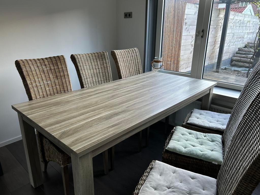 Eettafel en bijzettafel, Huis en Inrichting, Tafels | Eettafels, Ophalen, Gebruikt, 50 tot 100 cm, Vijf personen of meer