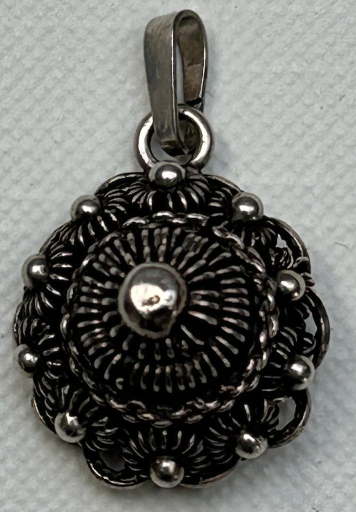 Vintage Zilveren Zeeuwse Knop Hanger (835) - Streeksieraad, Verzenden, Zilver, Hanger