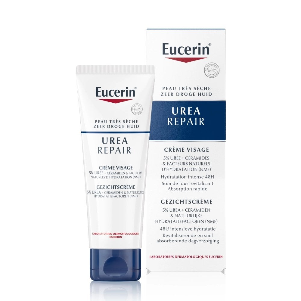 Eucerin UreaRepair Gezichtscrème 5% Urea 50ml, Verzenden, Nieuw, Gehele gezicht, Verzorging