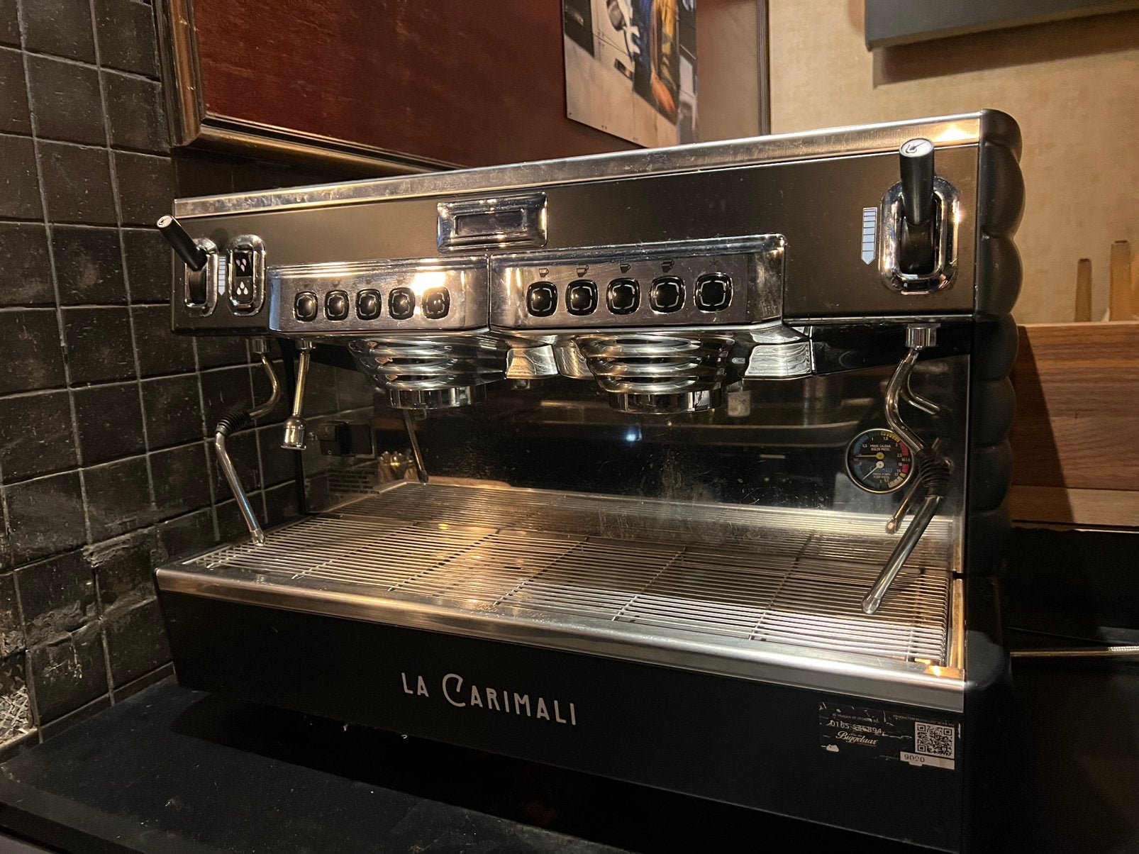 Professionele La Carimali Espresso/Koffiemachine 2-Groeps, Stoompijpje, Gebruikt, 10 kopjes of meer, Combi