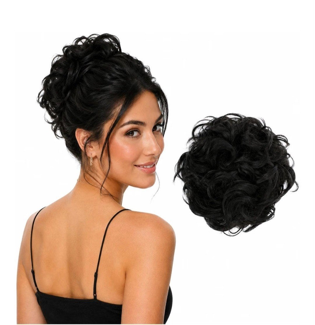 Messy hair bun scrunchie zwart haar stuk, Ophalen of Verzenden, Nieuw