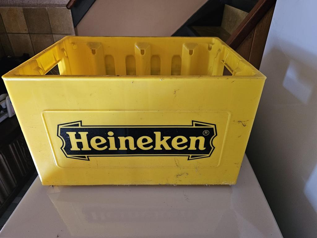 Vintage Heineken krat - Geel bierkrat, Ophalen of Verzenden, Gebruikt