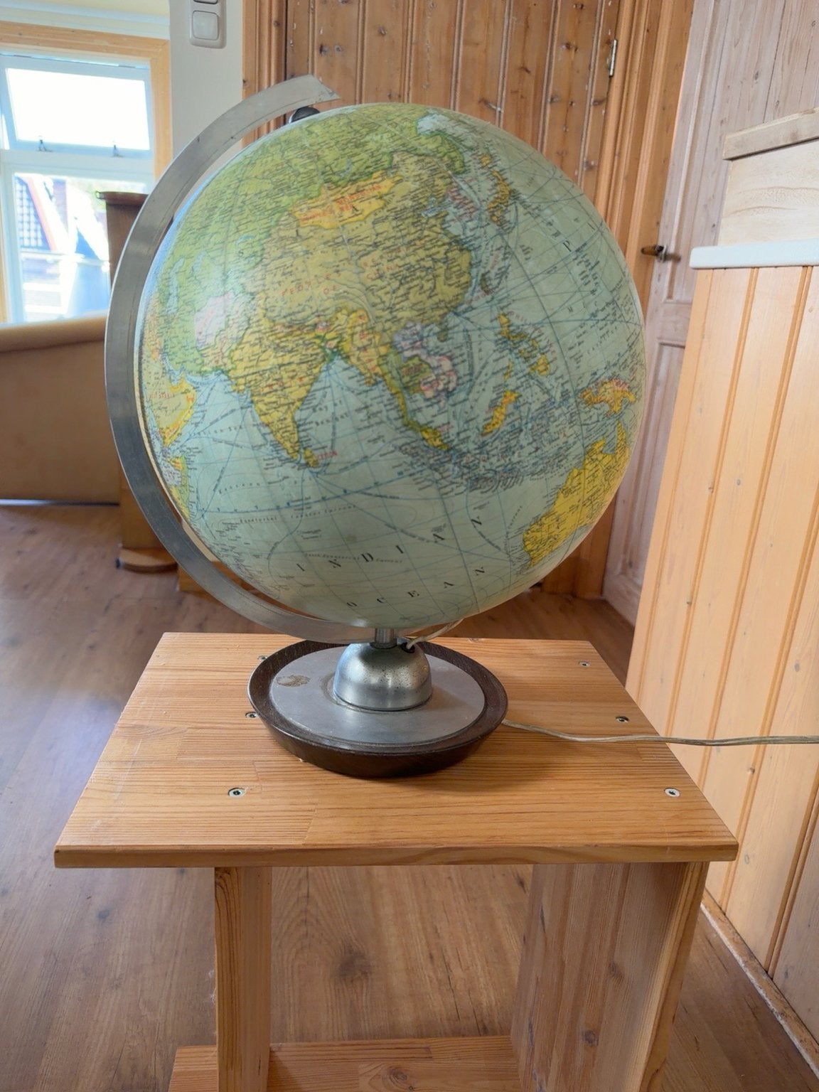 Vintage JRO verlichte wereldbol 1958, Ophalen, Glas, 33 cm, Staatkundige wereldbol