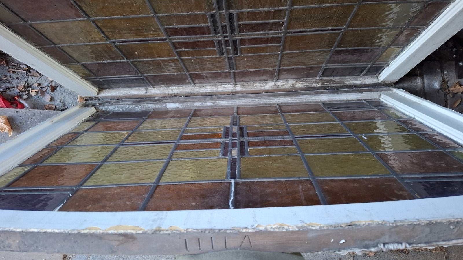Antiek glas in lood raam 3 stuks  - Uniek en decoratief, Doe-het-zelf en Verbouw, Gevelraam of Ruit, Gebruikt, 80 tot 120 cm, Ophalen of Verzenden