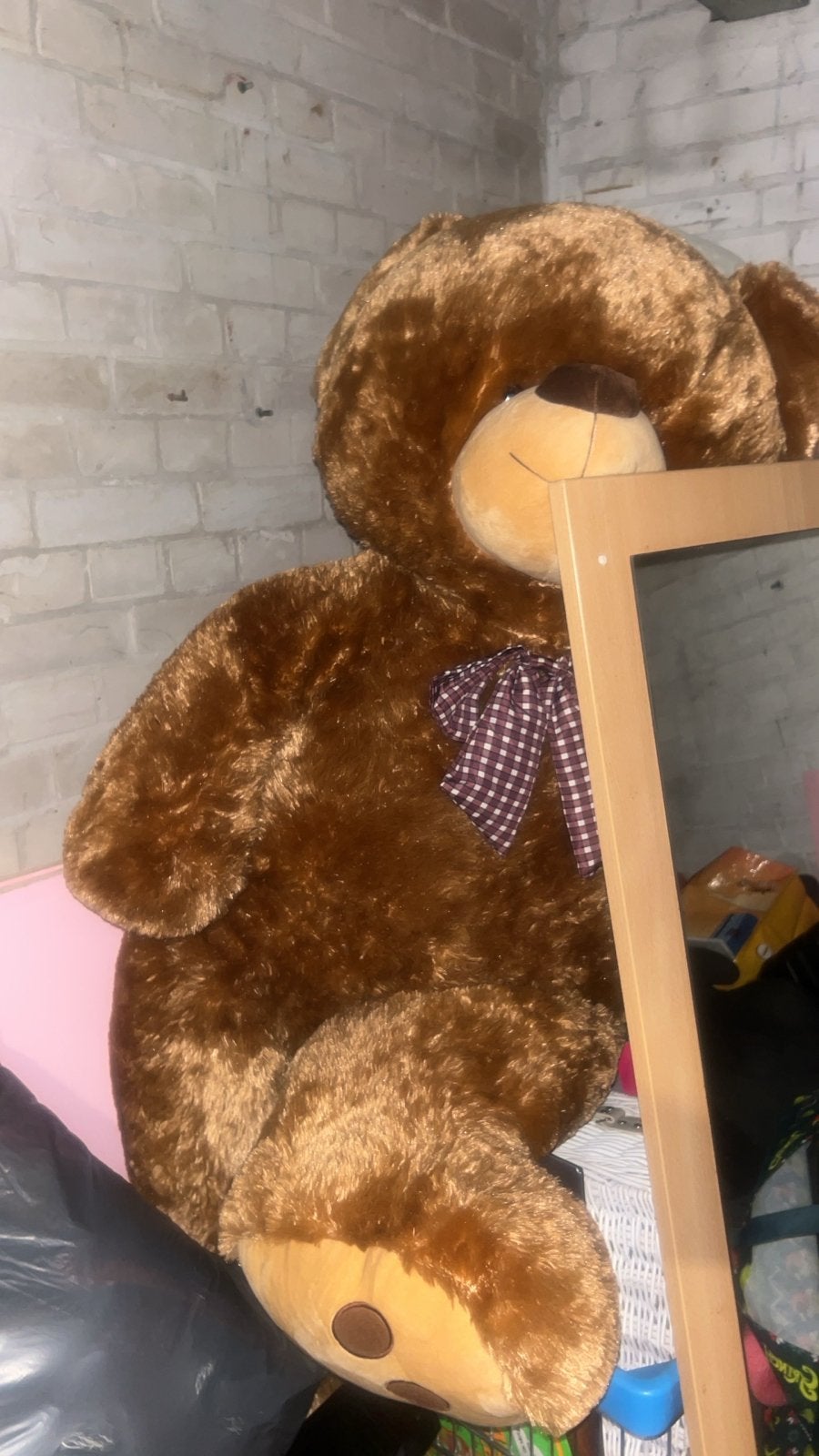 XL Grote knuffelberen: bruin en wit met hart, Gebruikt, Beer, Ophalen of Verzenden, Met kleding of accessoire