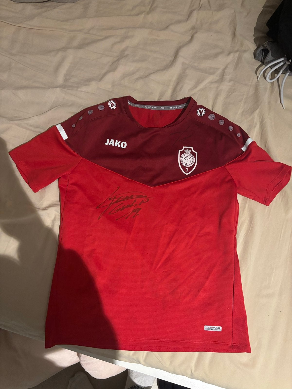 Gesigneerd Royal Antwerp FC Shirt - Paco Toby Alderweireld, Maat XS of kleiner, Ophalen of Verzenden, Zo goed als nieuw, Shirt