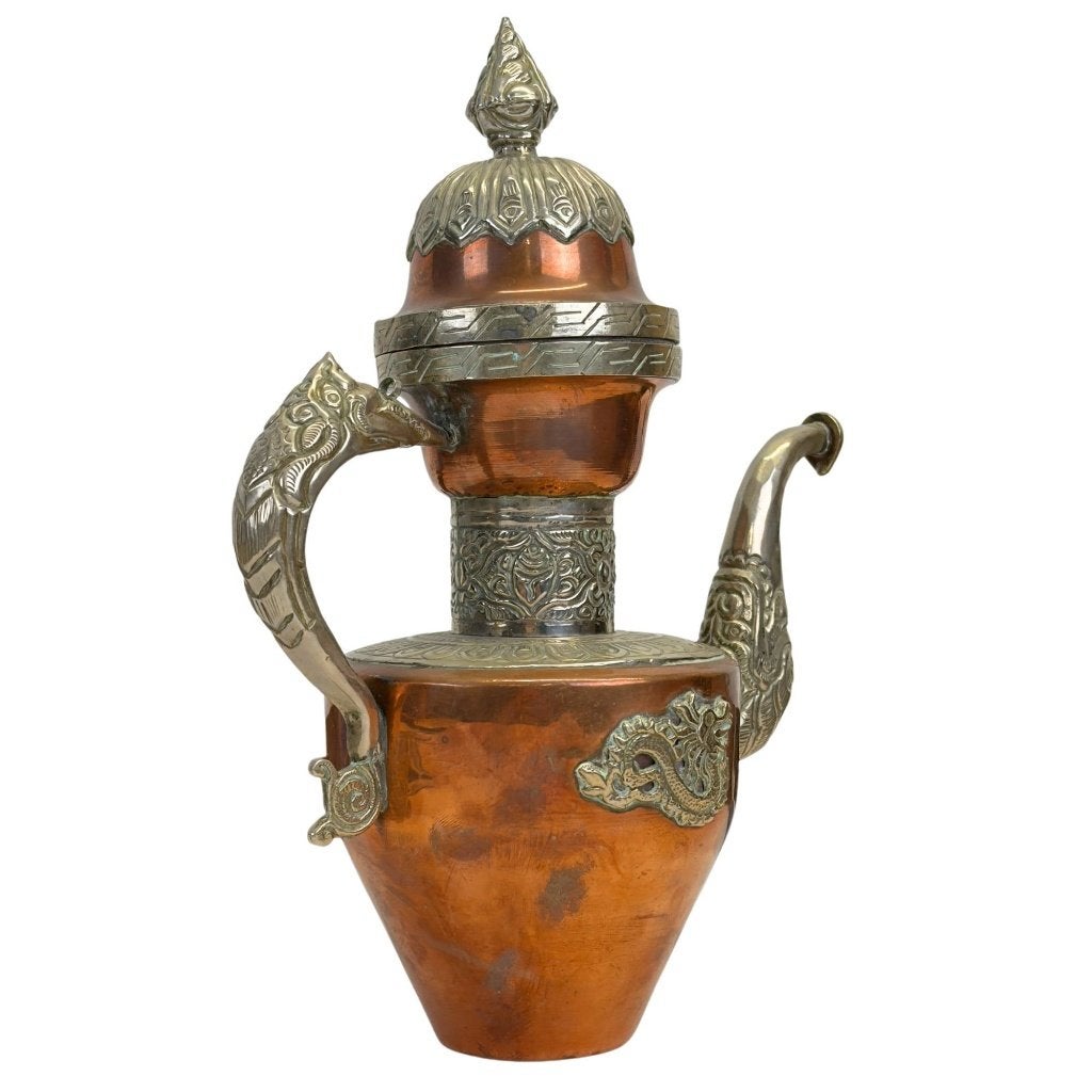 Drakenkannen – Tibetaanse koper – Paktong, Tibet, Ophalen of Verzenden, Ritueel object, Metaal