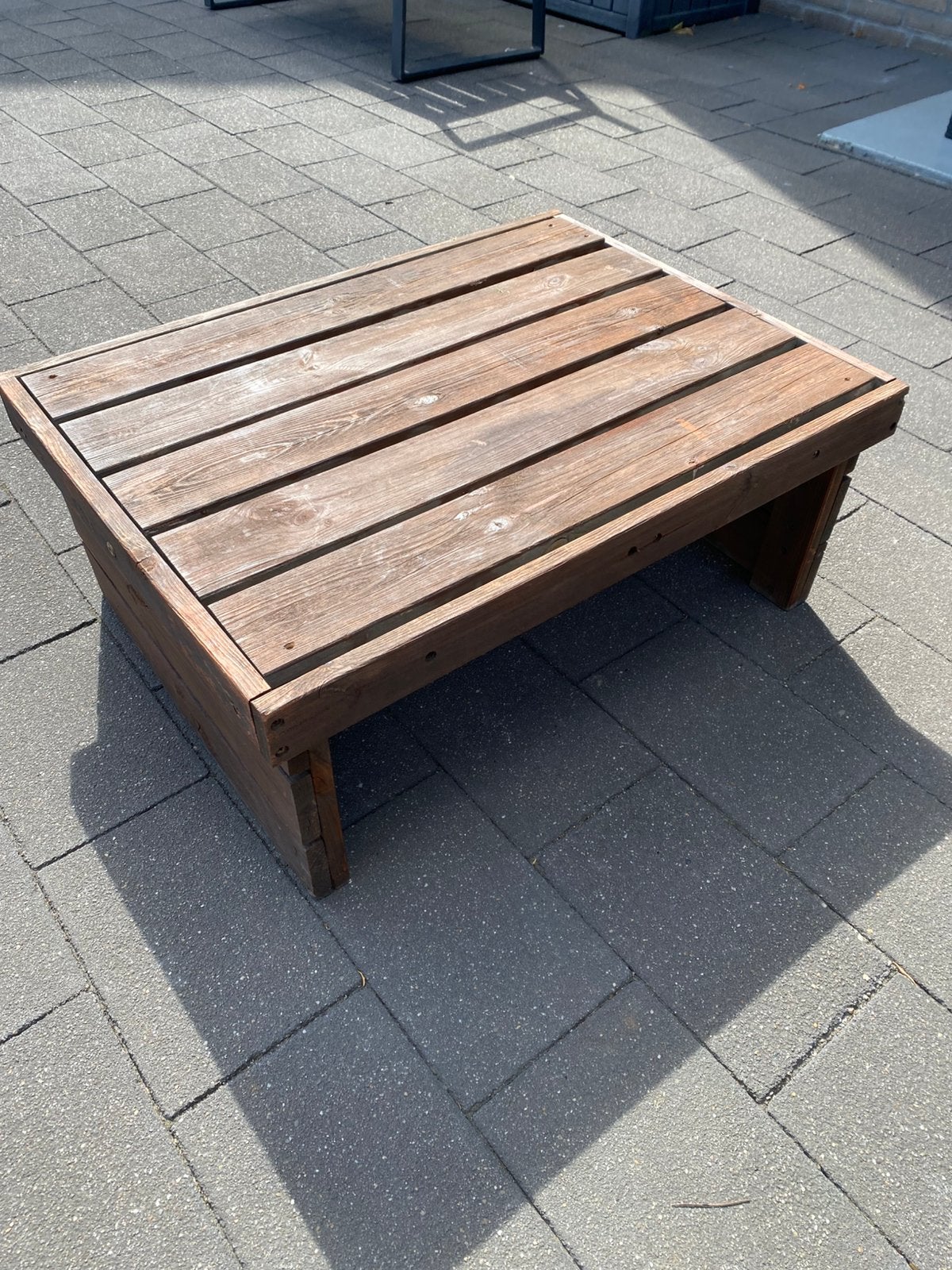 Tuintafel hout 80x60x32cm, Ophalen, Zo goed als nieuw, Rechthoekig, Hout