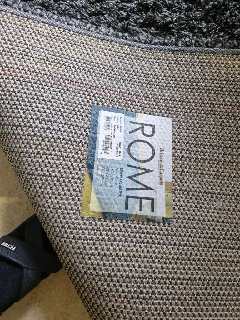 Brinker Carpets ROME Vloerkleed Antraciet 200x290 cm, Huis en Inrichting, 200 cm of meer, Ophalen of Verzenden, Zo goed als nieuw