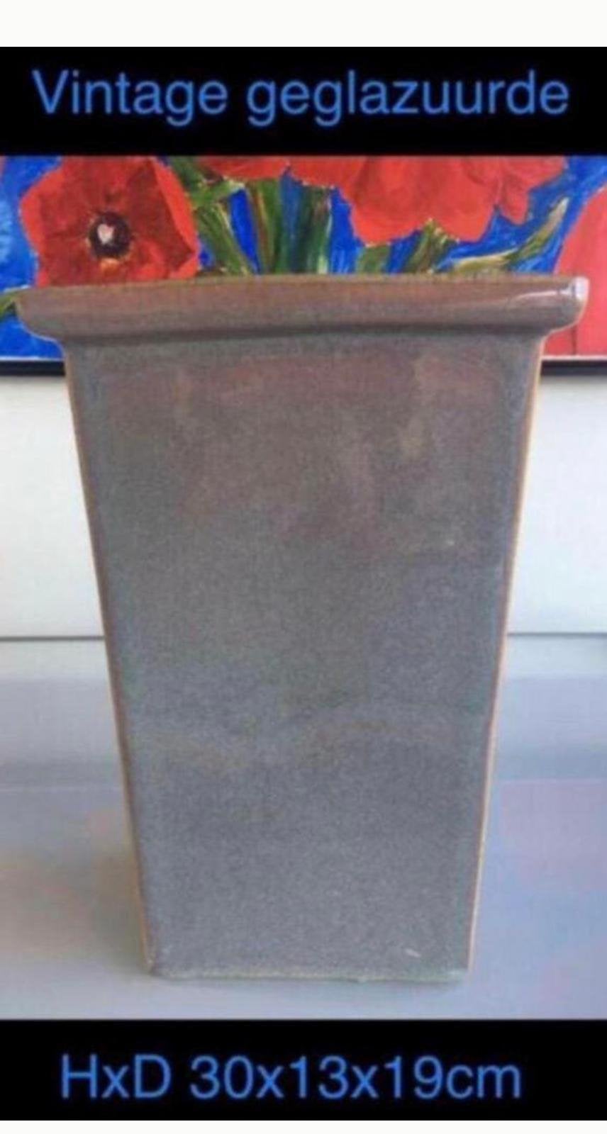 Unieke Vintage Jaren '50 Bloempot Vaas Lila Glanzend, Huis en Inrichting, Ophalen, 30 cm, Zo goed als nieuw, Steen/keramiek
