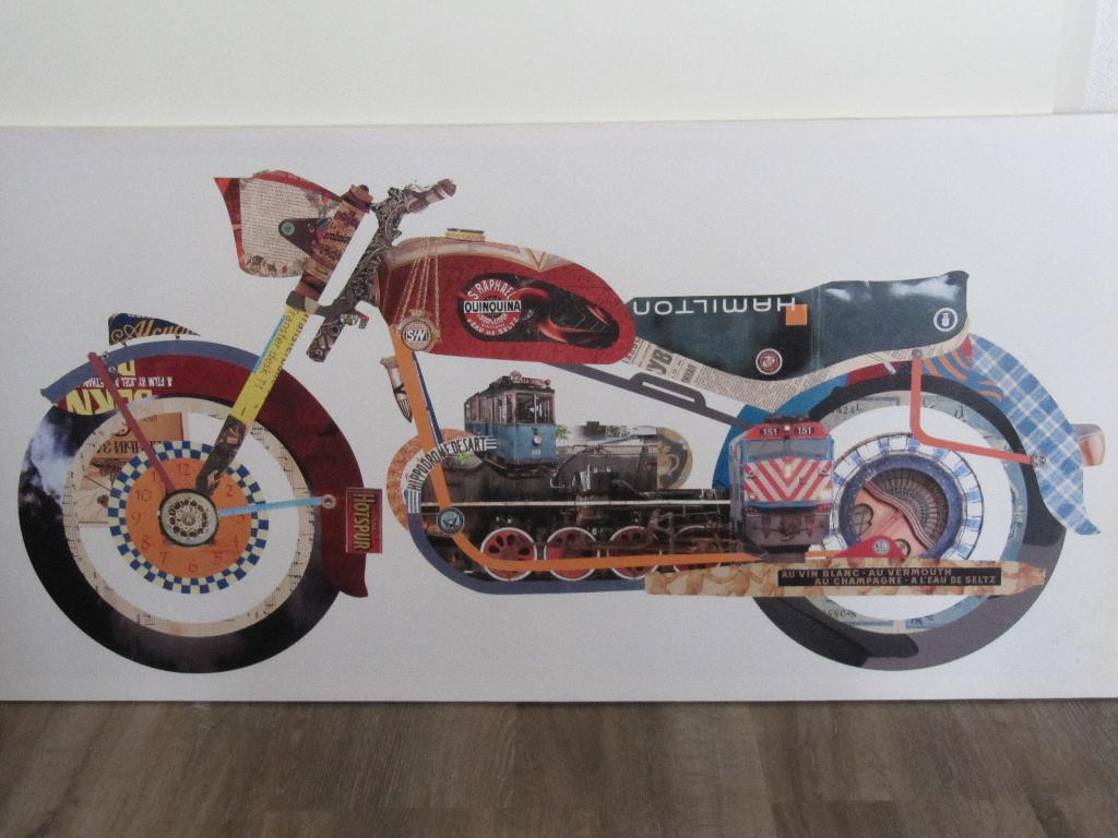 Canvasdoek met afbeelding ludieke motor, Huis en Inrichting, Woonaccessoires | Wanddecoraties, Ophalen, Gebruikt
