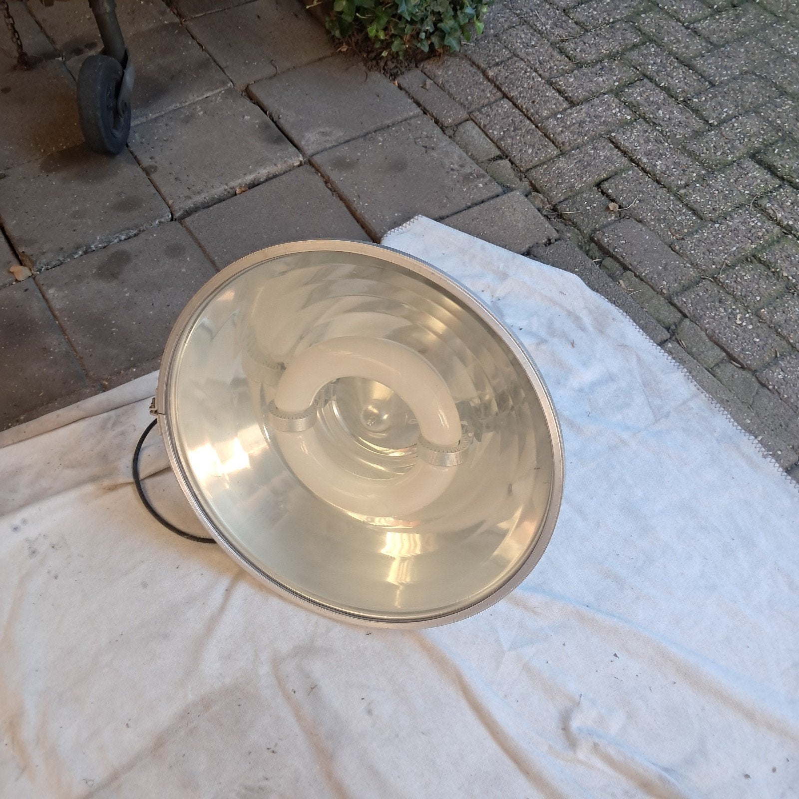 Mooie hanglamp met spiraal spaarlamp, Gebruikt, Metaal, Industrieel, E27 (groot)