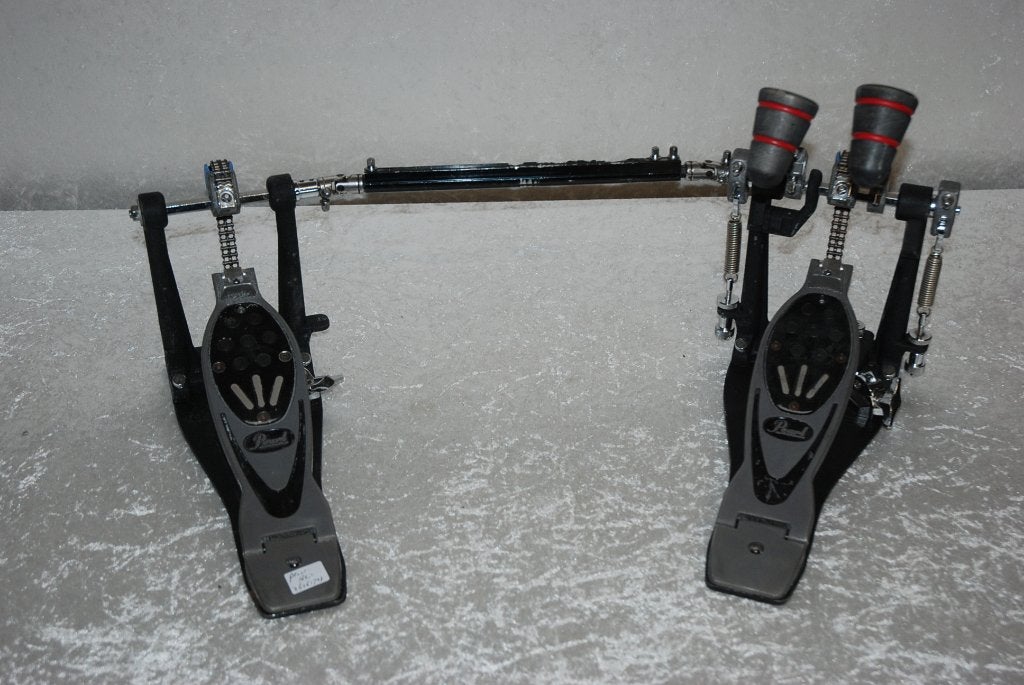 Pearl Eliminator dubbel  pedaal met Low Boy beaters, Gebruikt, Drums of Percussie, Ophalen of Verzenden, .