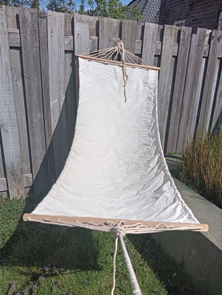 Trazolán hangmat, creme, 175x75 cm, Ophalen, Gebruikt, Eenpersoons, Binnen