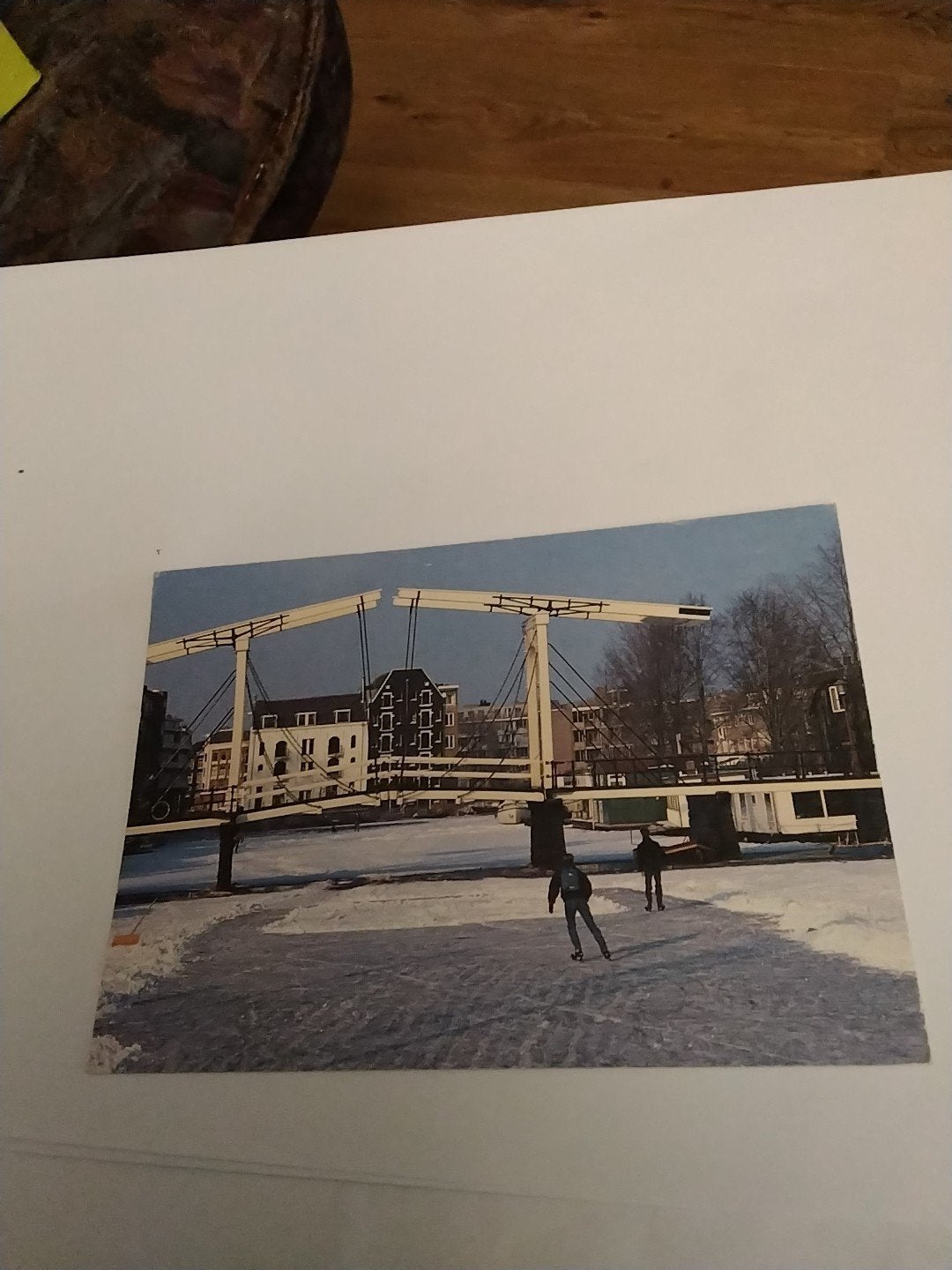 Vintage Ansichtkaart: Schaatsen onder de brug VLEDDERVEEN, Verzamelen, Ophalen of Verzenden, Zuid-Holland