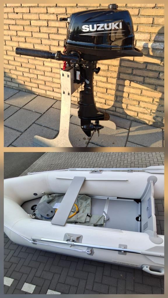 GLOEDNIEUW Zodiac Rubberboot met suzuki 4pk buitenboordmotor, Ophalen of Verzenden, Zo goed als nieuw, Overige materialen, Peddels