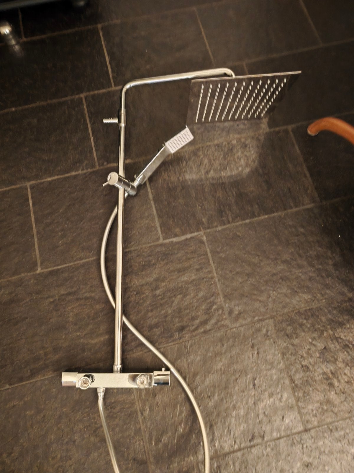 Combi Regendouche met Thermostaatkraan en Handdouche, Doe-het-zelf en Verbouw, Ophalen of Verzenden, Gebruikt, Chroom, Douche