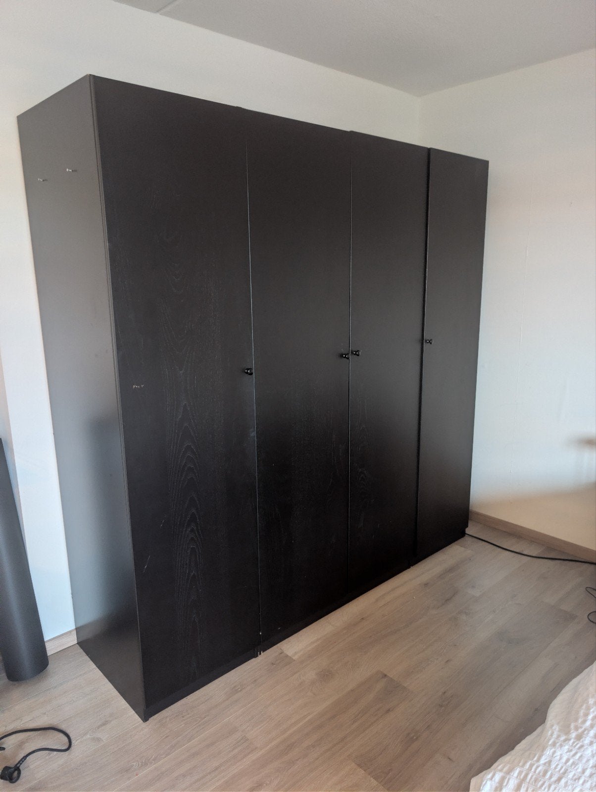 Grote zwarte kledingkast met lades en planken, Gebruikt, 200 cm of meer, 150 tot 200 cm, Modern