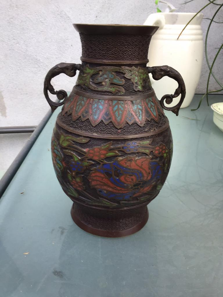 Antieke glassonee bronzen vaas, Antiek en Kunst, Antiek | Koper en Brons, Ophalen of Verzenden