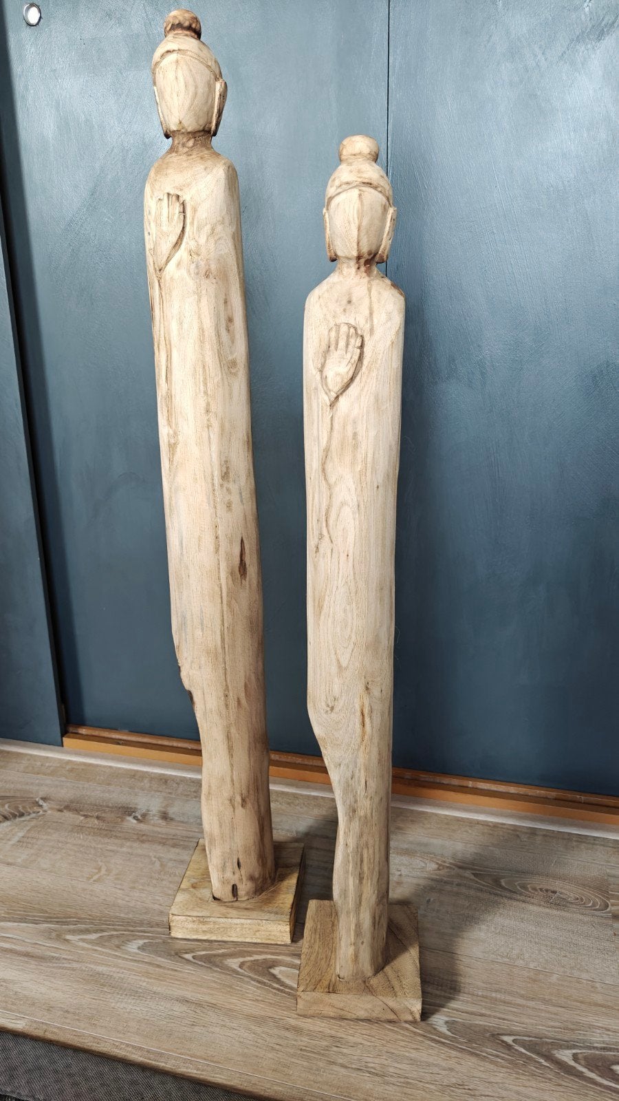 Handgesneden houten Boeddha beelden, Huis en Inrichting, Ophalen, Hout, Bruin, Landelijk