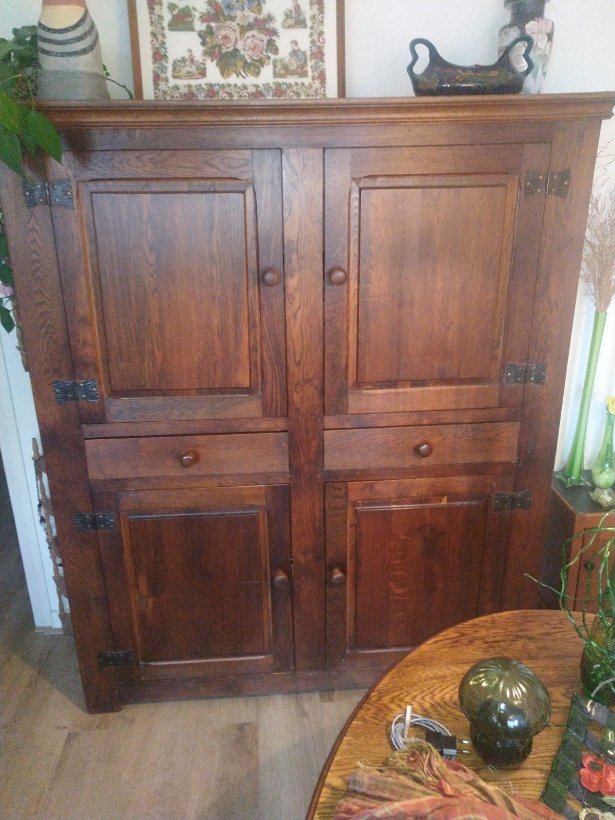 Teakhouten kast met deuren en lades, Ophalen, Gebruikt, 100 tot 150 cm, Teakhout