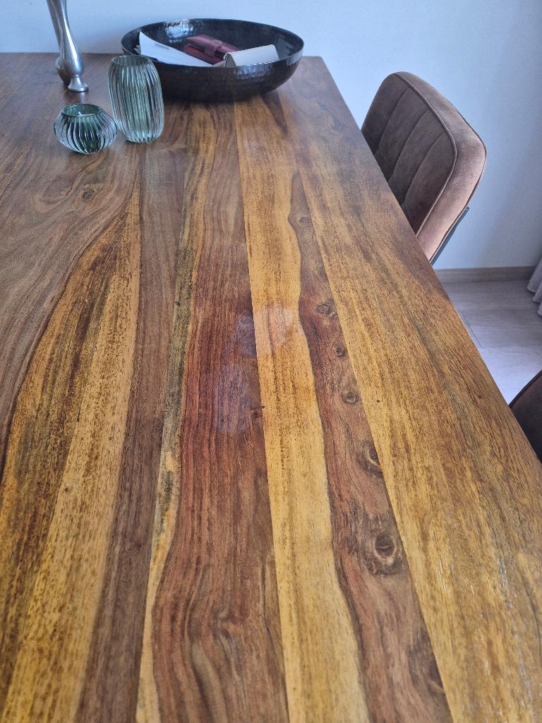 Houten Eettafel, Huis en Inrichting, Tafels | Eettafels, Ophalen, Gebruikt, Mahonie hout, 200 cm of meer