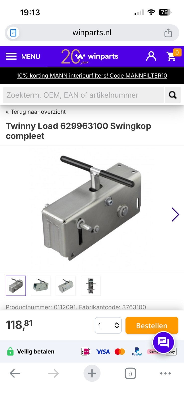 Twiiny load koppeling, Ophalen, 2 fietsen, Gebruikt, Fietsendrager-accessoire