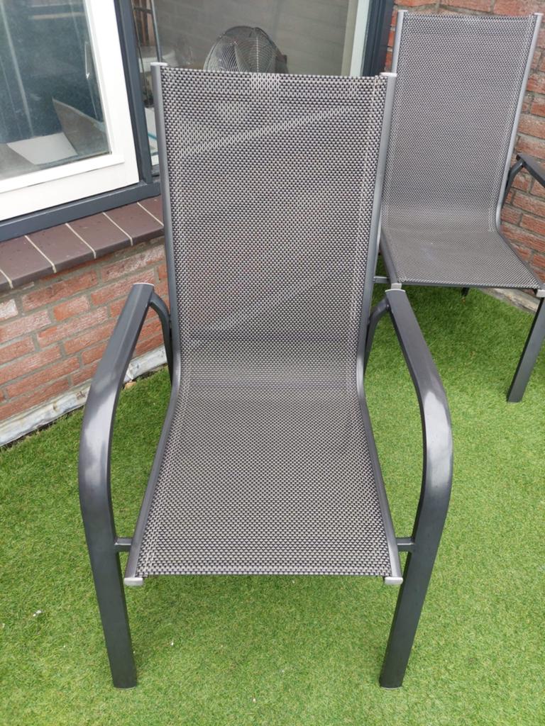 6 Tuinstoelen in prima staat, Ophalen, Gebruikt, Aluminium, Stapelbaar