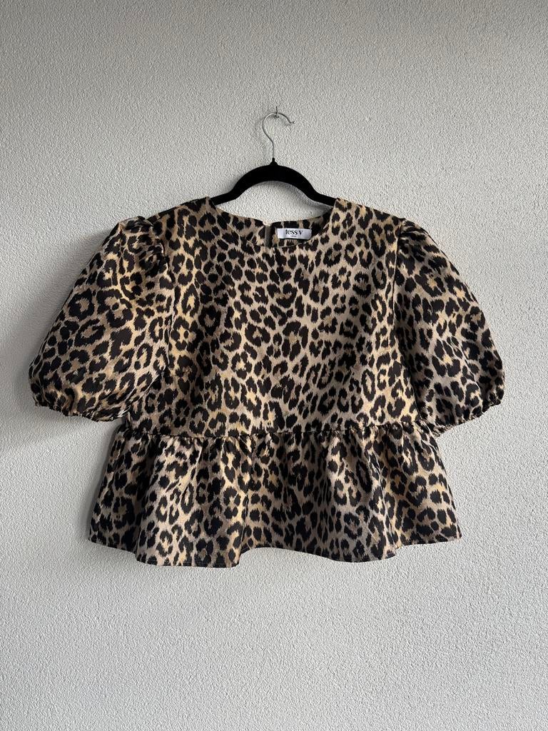 TESS V luipaard print peplum blouse top, Bruin, Tess V, Maat 42/44 (L), Ophalen of Verzenden