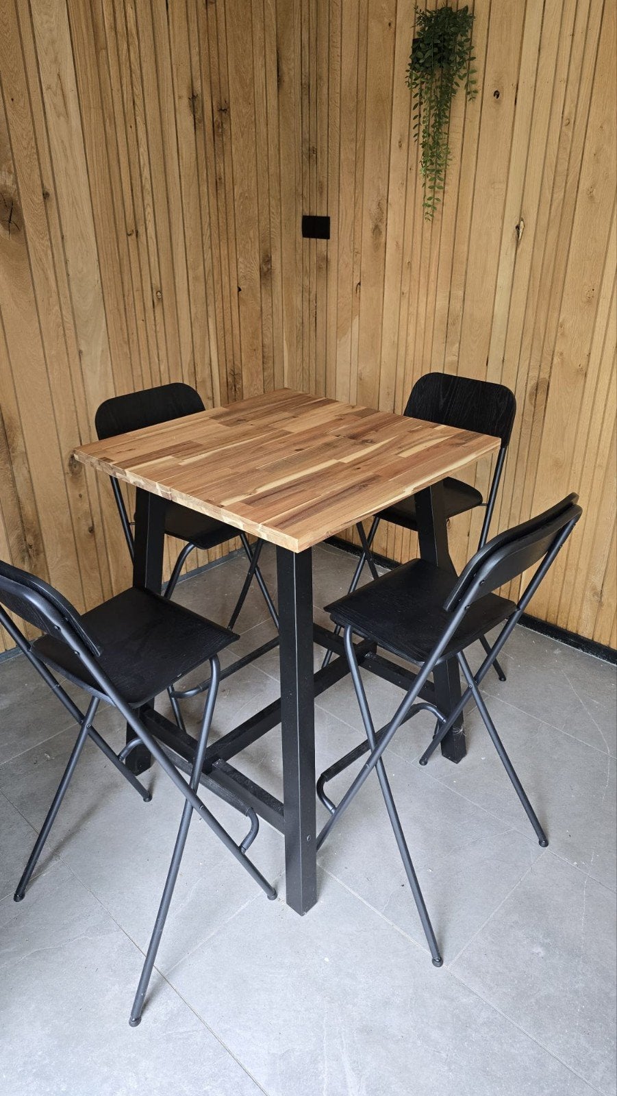Bartafel met 4 inklapbare stoelen IKEA, Ophalen, Zo goed als nieuw