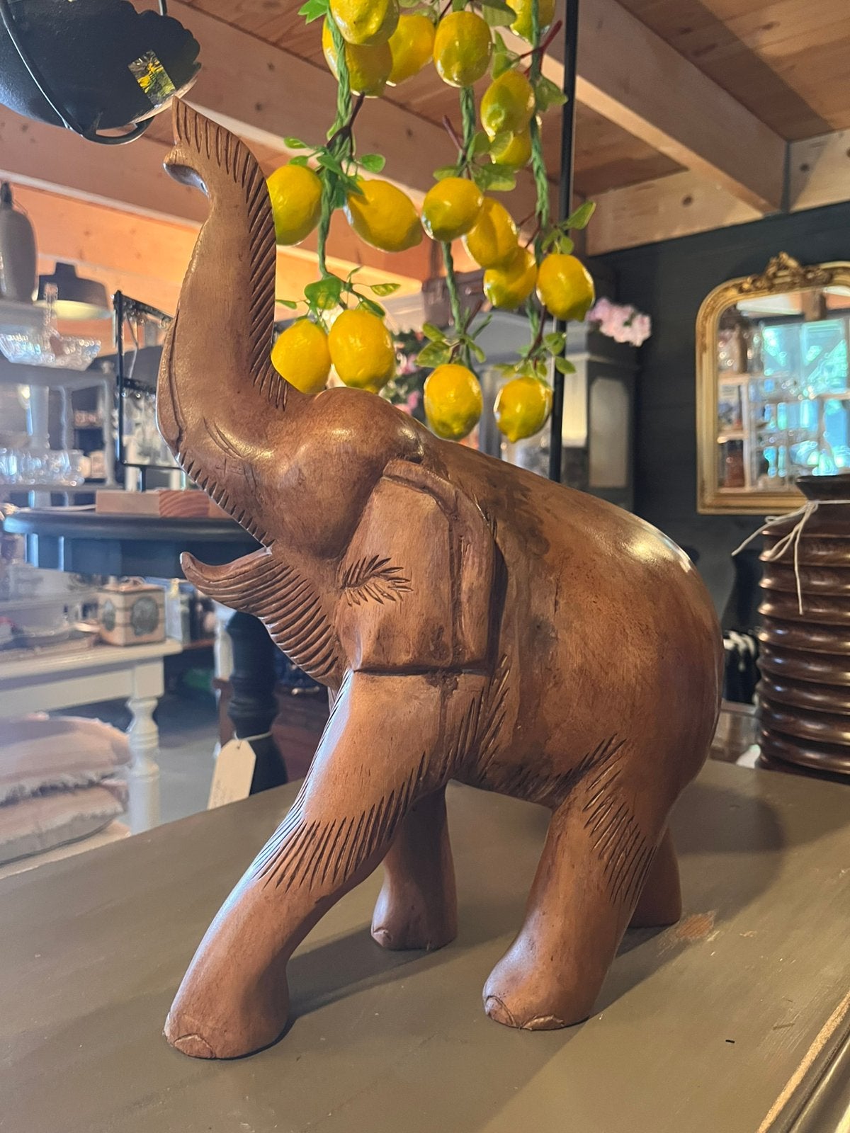 Teakhouten GeluksOlifant, Antiek en Kunst, Ophalen of Verzenden