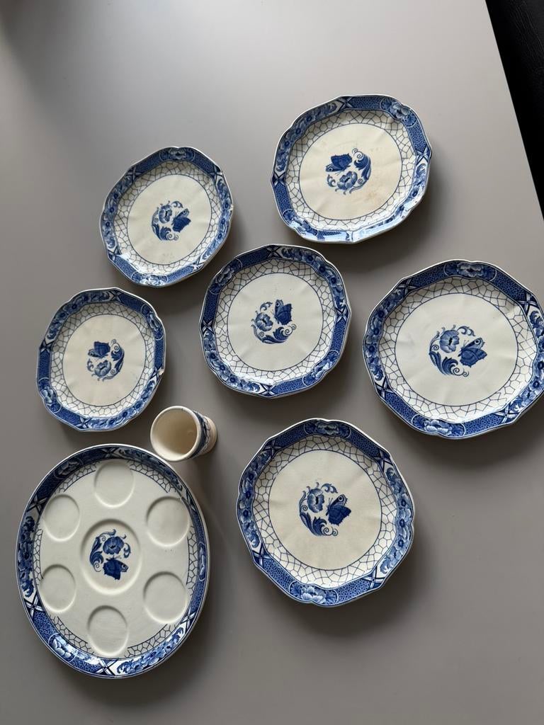 Societe ceramique Maestricht, made in Holland Butterflij, Antiek en Kunst, Antiek | Servies compleet, Ophalen of Verzenden
