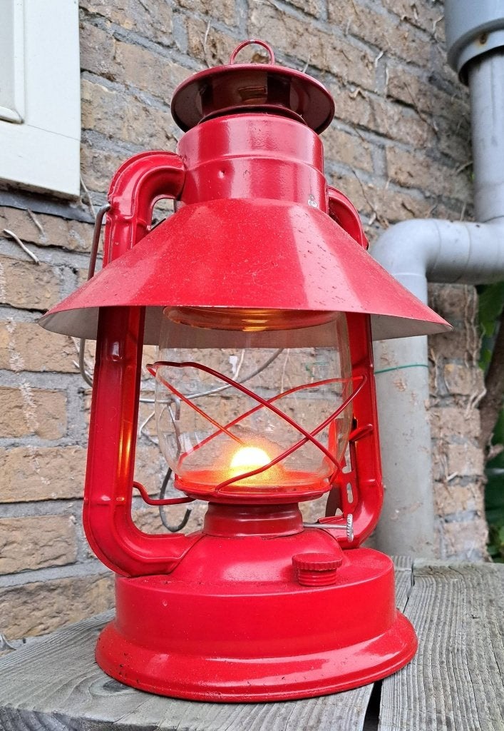 stormlamp met reflector , Petroleumlamp, olielamp, Antiek en Kunst, Ophalen of Verzenden