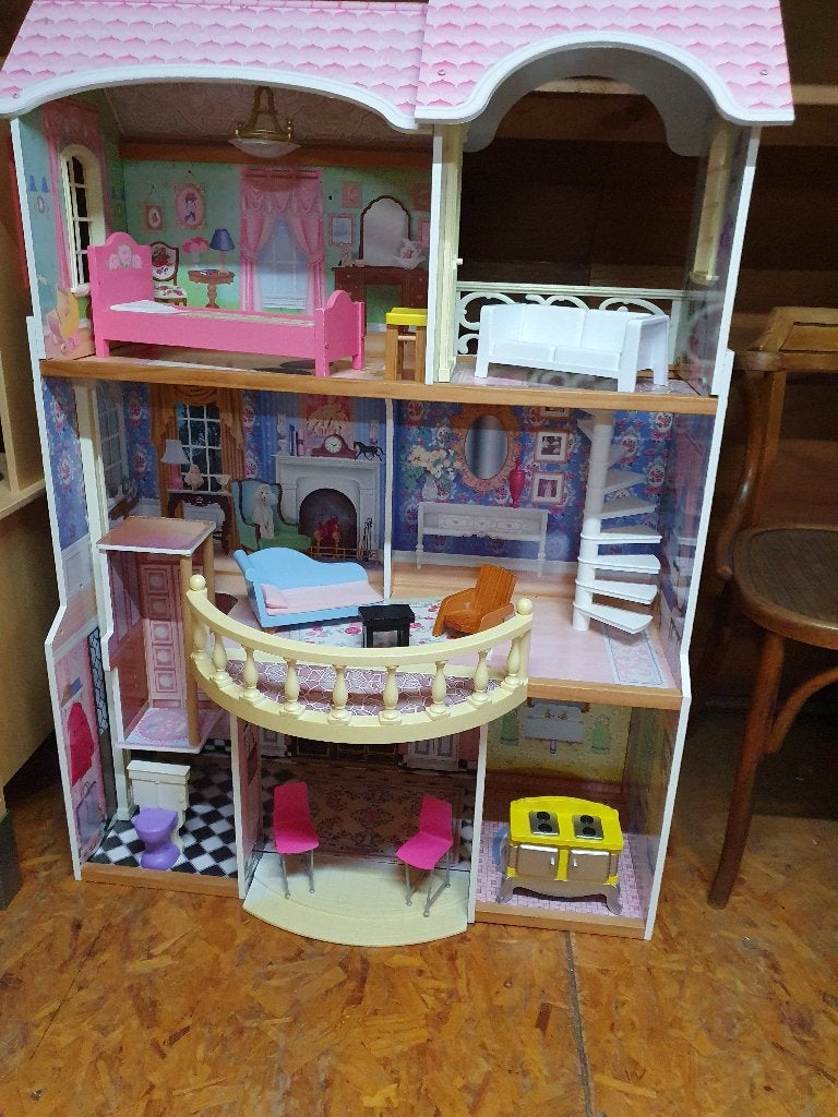 Magnolia houten Barbie-poppenhuis van Kidkraft, +meubeltjes,, Ophalen, Zo goed als nieuw, Poppenhuis