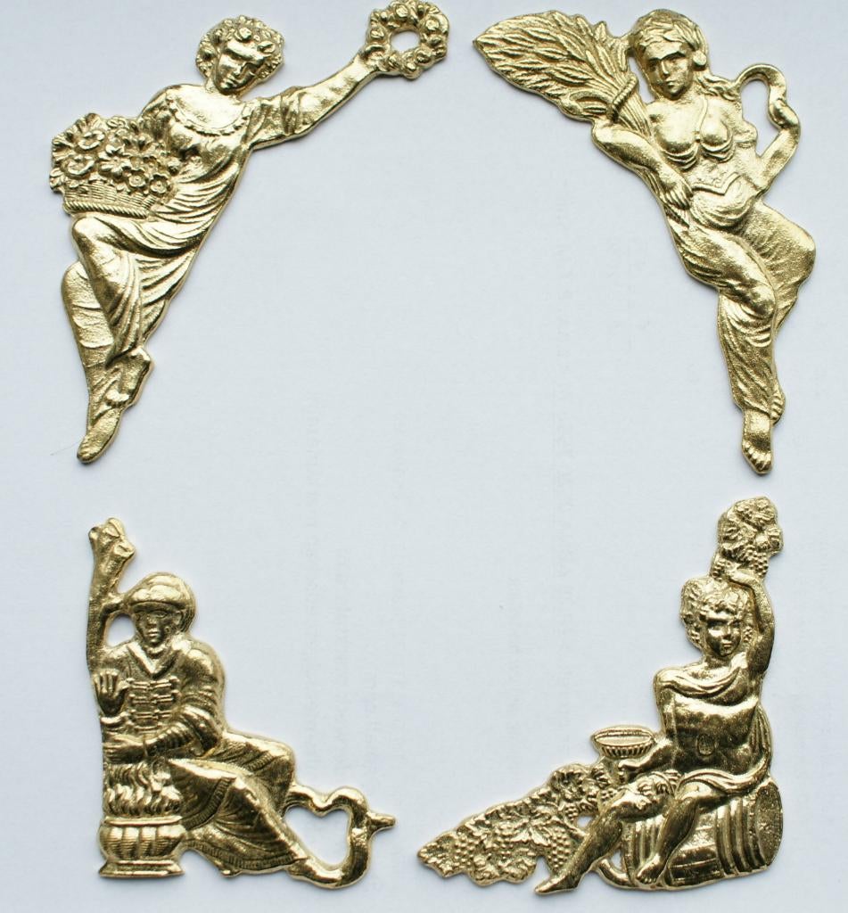 Jaargetijden van latoen messing voor Friese staartklokken., Antiek en Kunst, Ophalen of Verzenden