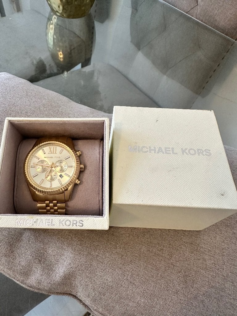 Heren Horloge Michael Kors, Sieraden, Tassen en Uiterlijk, Horloges | Heren, Staal, Polshorloge, Zo goed als nieuw, Goud
