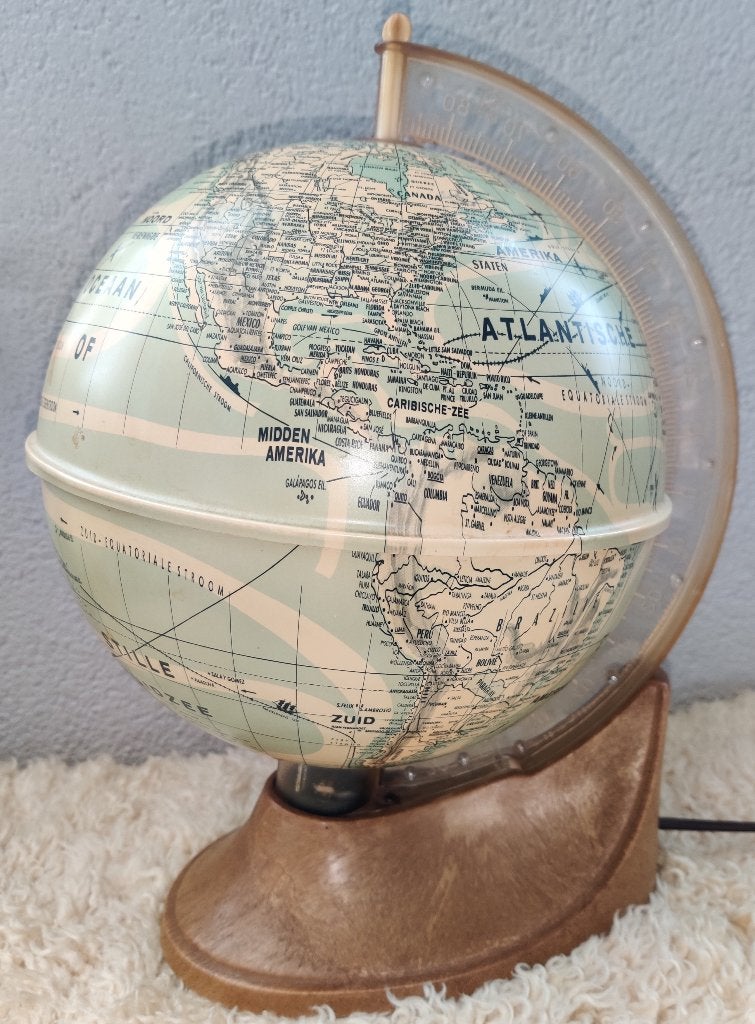 Wereldbol lamp vintage, Ophalen, Verlicht, Gebruikt