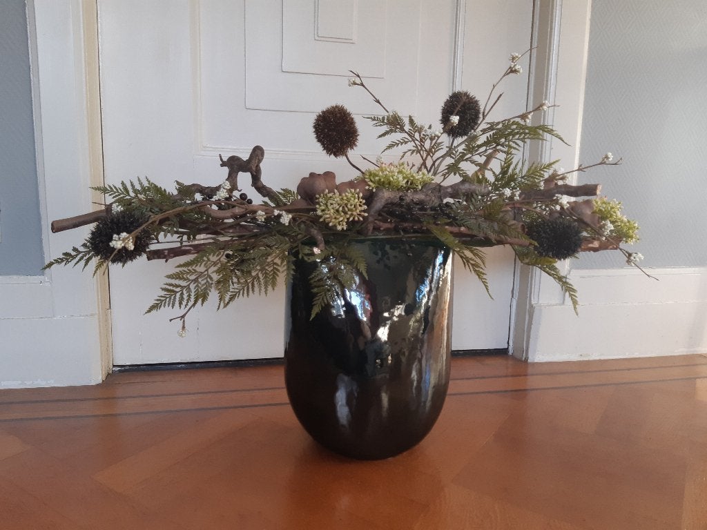 Fraai bloemstuk, Ophalen, Zo goed als nieuw, 60 cm, Met pot of vaas