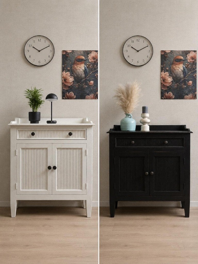 Houten dressoir met brocante uitstraling, 2 kleuren, nieuw, Ophalen, Met deur(en), Nieuw, 50 tot 100 cm