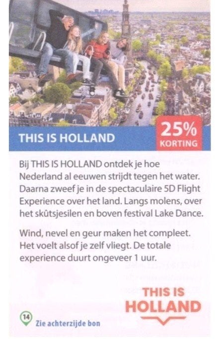 THIS IS HOLLAND 25% korting, Drie personen of meer, Kortingskaart