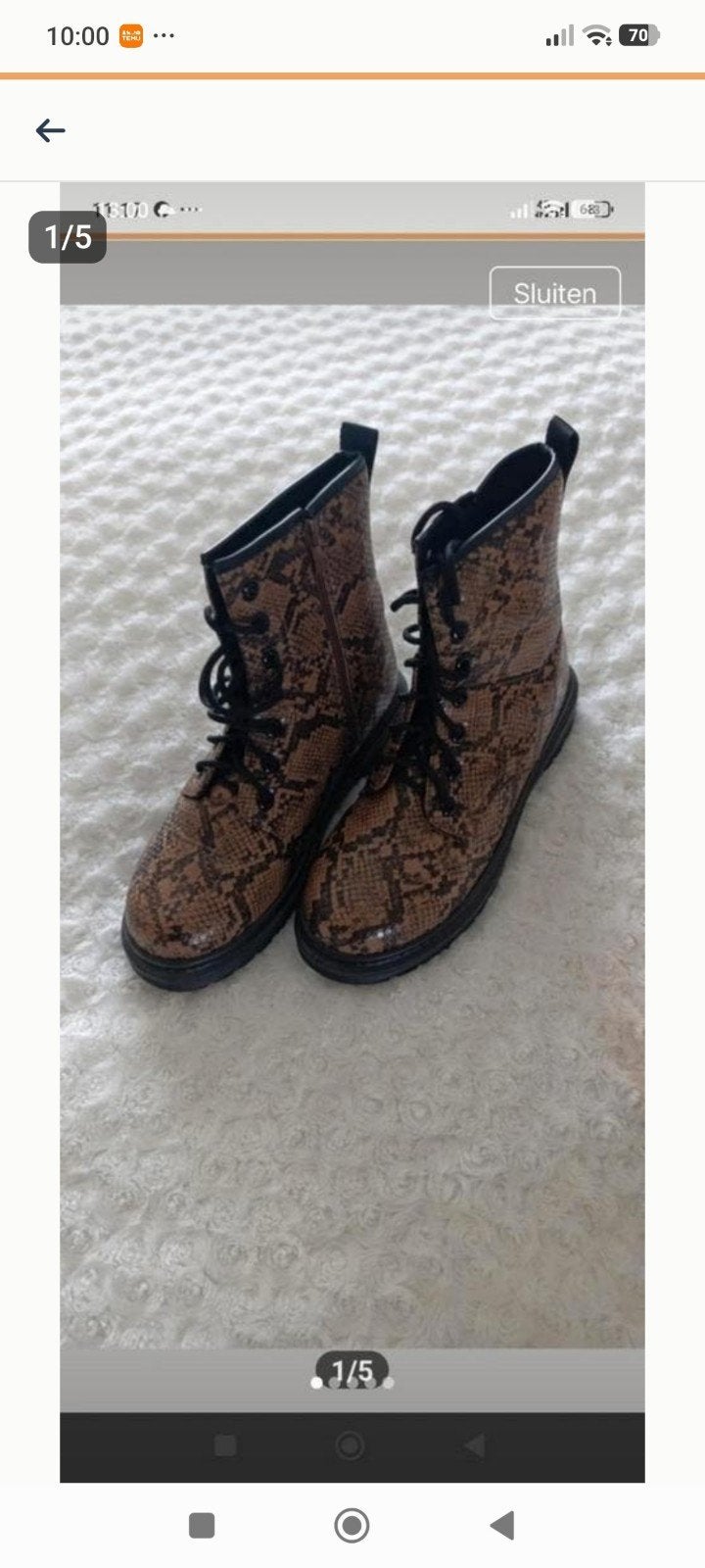Stoere enkellaarzen met slangenprint - Maat 40, Kleding | Dames, Schoenen, Nieuw, Lage of Enkellaarzen, Bruin, Ophalen of Verzenden