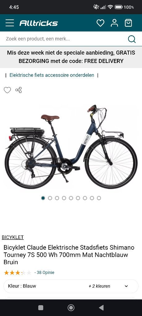 Bicyklet Claude Elektrische Stadsfiets Shimano 7S 500 Wh, Zo goed als nieuw, 51 tot 55 cm, 50 km per accu of meer, Ophalen